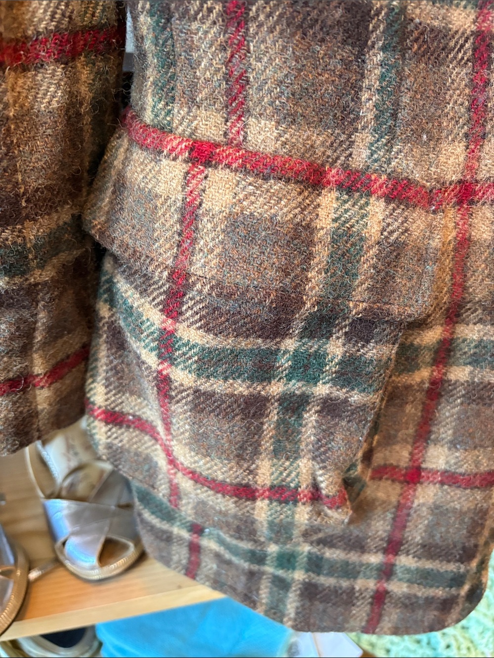Lauren Ralph Lauren Plaid Wool-Blend Blazer in Olive, Brown & Burgundy - Picture 4 of 7